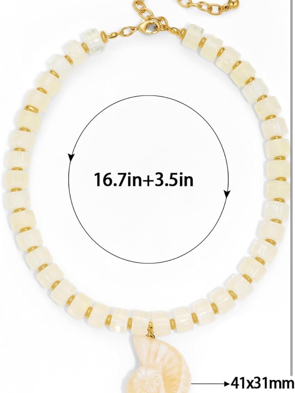 New! Cream Shell Charm Beaded Choker Necklace - Picture 6 of 6
